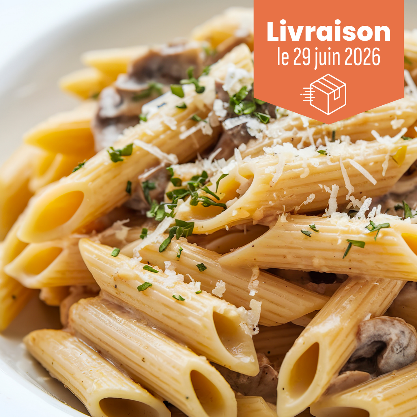 Penne au poulet et champignons onctueux