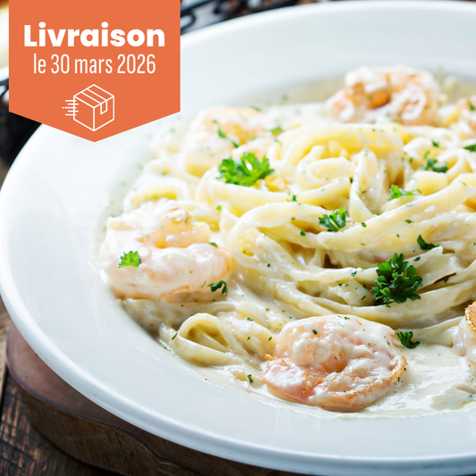 Fettuccine Alfredo crémeux aux crevettes
