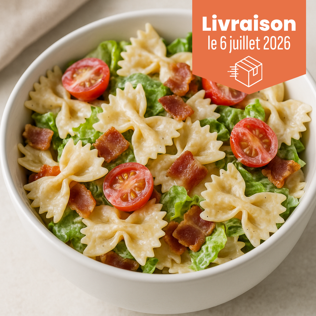 Salade froide de farfalle style BLT délicieuse