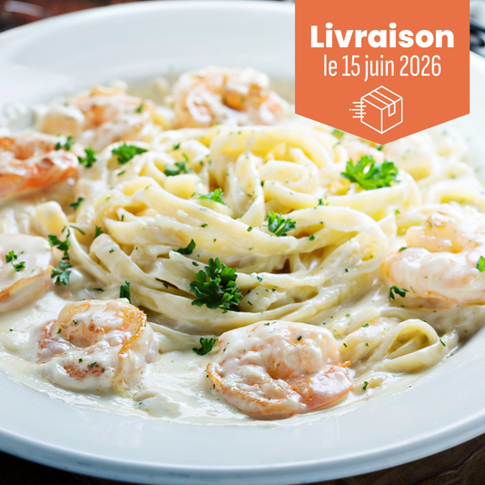 Fettuccine Alfredo crémeux aux crevettes